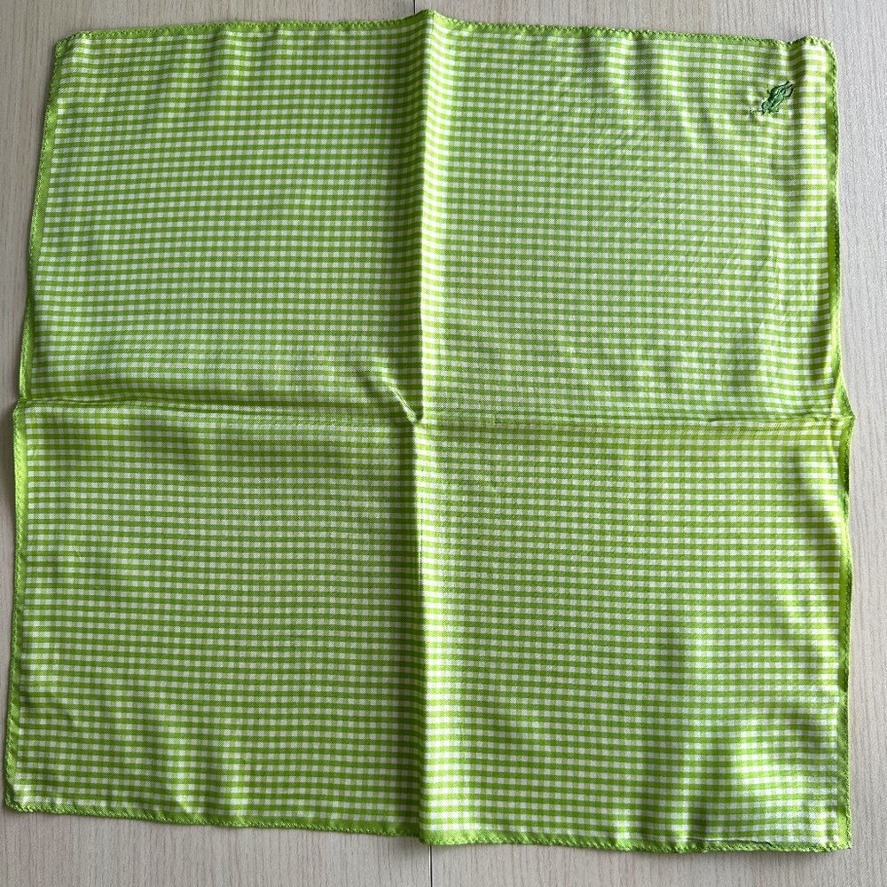 Ralph Lauren Green Gingham Check 17" Pocket Square
